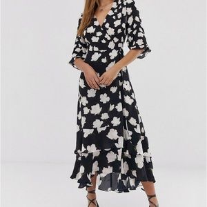 Allsaints Delana Caro Dress BlackWhite Floral Wrap